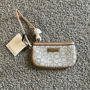 Calvin Klein Beige Monogram Wristlet
